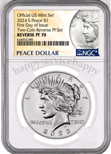 2024  Peace Silver Dollar Reverse Proof PF70 First Day Issue, FDI Fdoi Presale