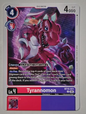 Tyrannomon BT15-011 C Digimon CCG | Exceed Apocalypse Near Mint