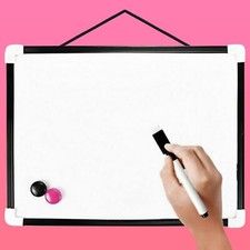 A4 WHITEBOARD & PEN SET Small Mini Dry Erase Wipe Magnetic Memo Notice Board Kit
