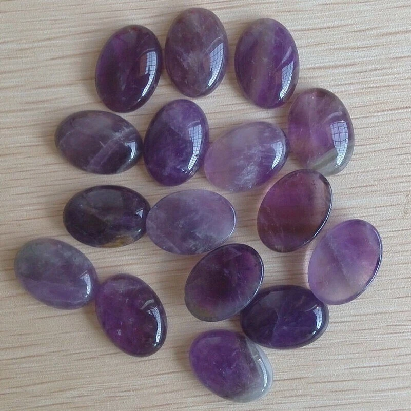 Lote de 20 cuentas de piedra cabujón ovaladas de piedra de amatista natural 25*18 mm sin agujeros Foto 2 de 4