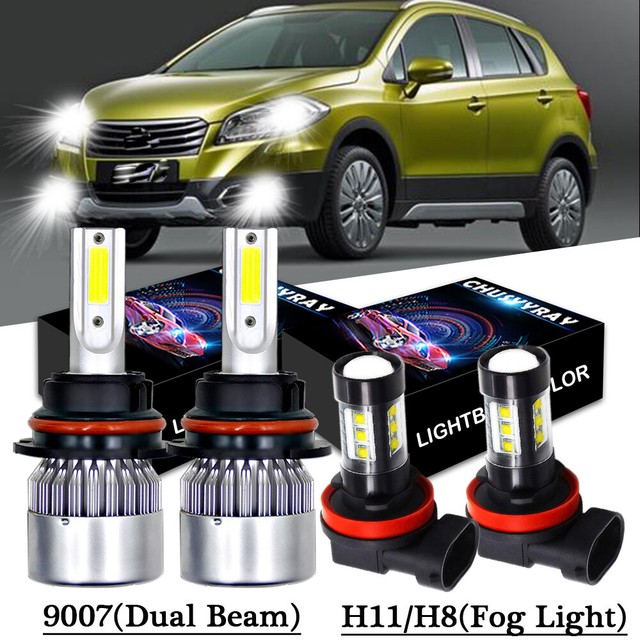 4x 9007 H11 LED Headlight Fog Light Bulb For Suzuki SX4 Crossover 2012