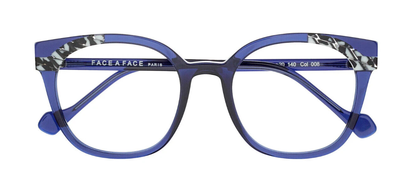 Grandes lunettes de vue carrées Face à Face Paris Djazz 1 bleu foncé 51mm pour homme et femme