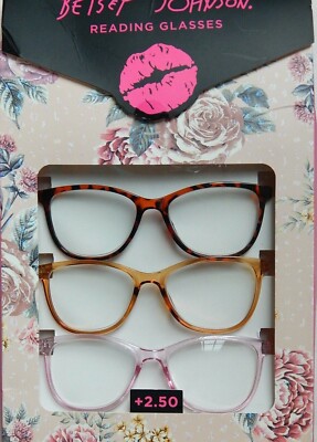 BETSEY JOHNSON 3 PACK PREMIUM READING GLASSES READERS +1.50+2.00+2.50 NEW 