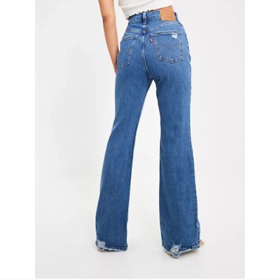 Levis Women's Premium 70s High-Rise Flare Wide Leg Jeans Size 28