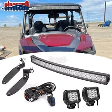 Roof 42" Curved LED Light Bar Light Pods Mount Wire Kit For Polaris General 1000