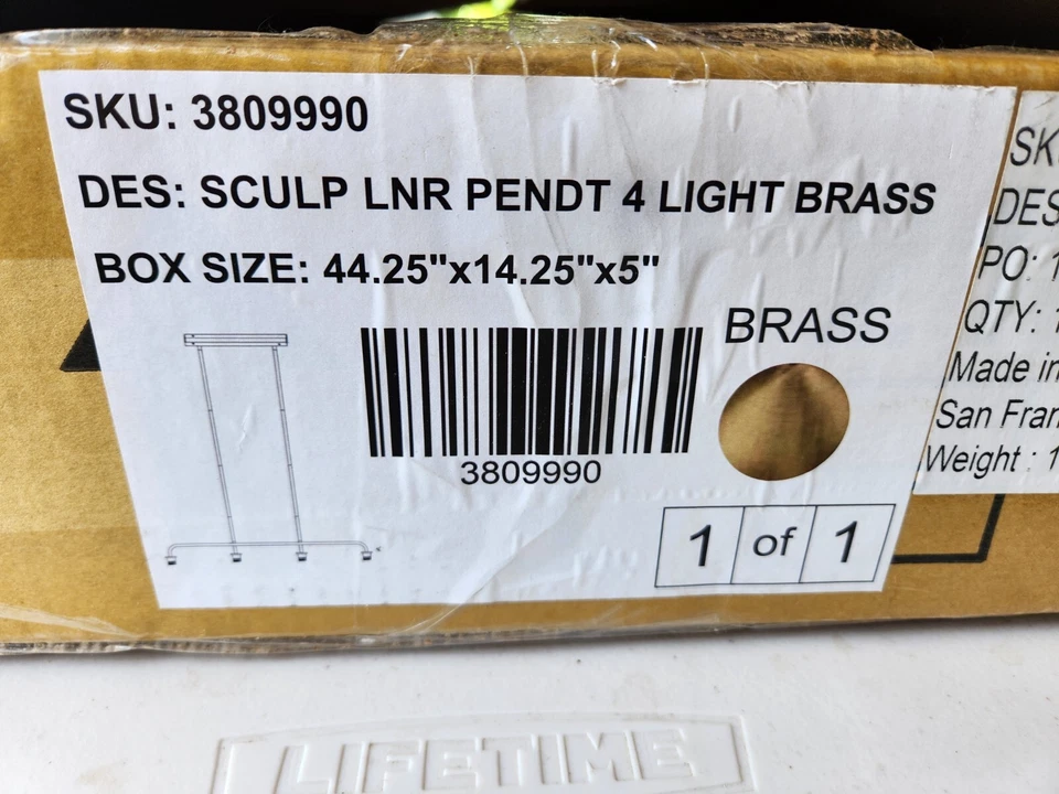 West Elm Scluptural 4-Light Brass Pendant no shades - NEW (TAC) - Image 3 of 4