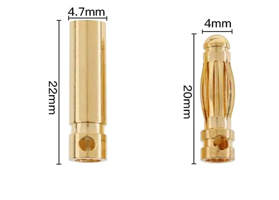 20 piezas 10 pares 4mm 4.0mm oro enchufe banana hembra 4mm Lipo motor RC - Imagen 2 de 4