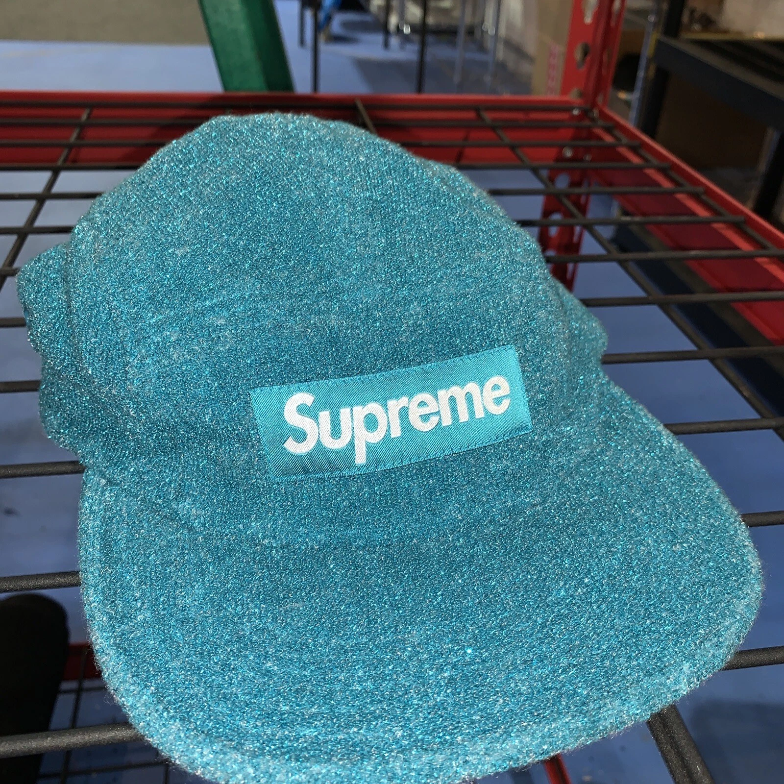 SS19 Supreme Glitter Terry Camp Casquette Chapeau Sarcelle Logo