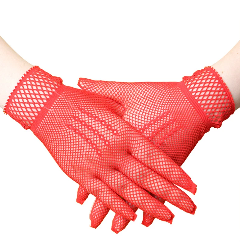 Guanti A Rete Senza Dita Per Donna – Stile Anni 80 Retrò Con Luci LED Per Festa A Tema
