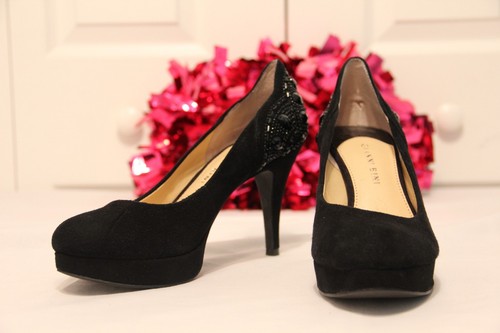 Zapatos Negro Gamuza Gianni Bini Joyas Tacón Tacones Altos 7 medio | eBay