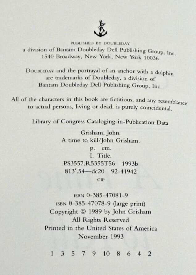 Time To Kill by John Grisham 1st Edition 1st Print Hardback November 1993 Foto 3 de 4