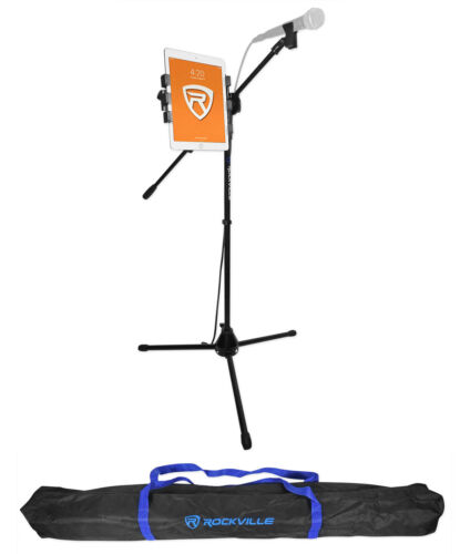 Support de microphone trépied Rockville RVMIC5 avec flèche + col de poule avec clip iPad + sac - Photo 1/9