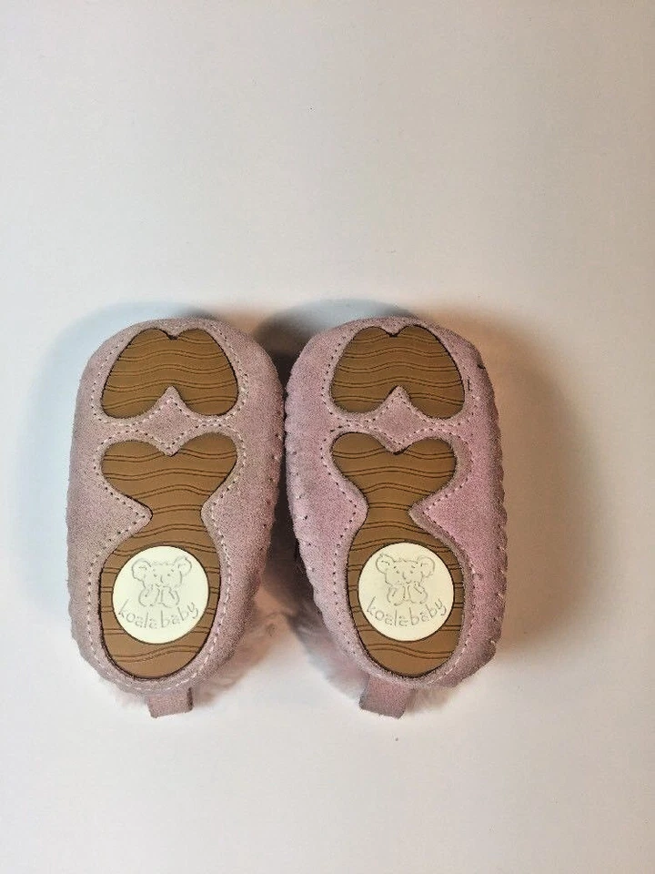 Botines de gamuza para bebé Koala rosa forrados de vellón imitación piel gancho/bucle cierre talla 0 Foto 4 de 4