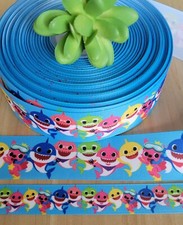 7/8, 1, 1.5  3" 1 YD Baby Shark Grosgrain Ribbon Mommy Shark Daddy Shark