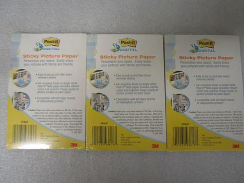 3M Post-it Picture Paper 4x6 Matte STICKY PAPER 3 Packs of 25 Sheets Each - Picture 2 of 3