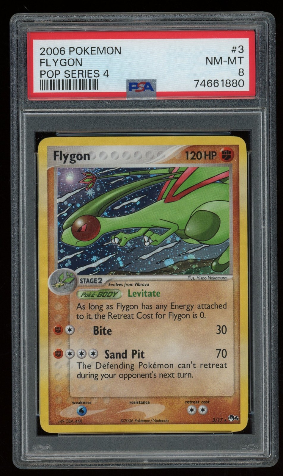FLYGON 2006 POKEMON POP SERIES 4 #3 HOLO CARD PSA 8