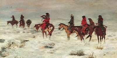 Lost in Snowstorm We are Friends by Charles Russell Western Giclee + Ships Free