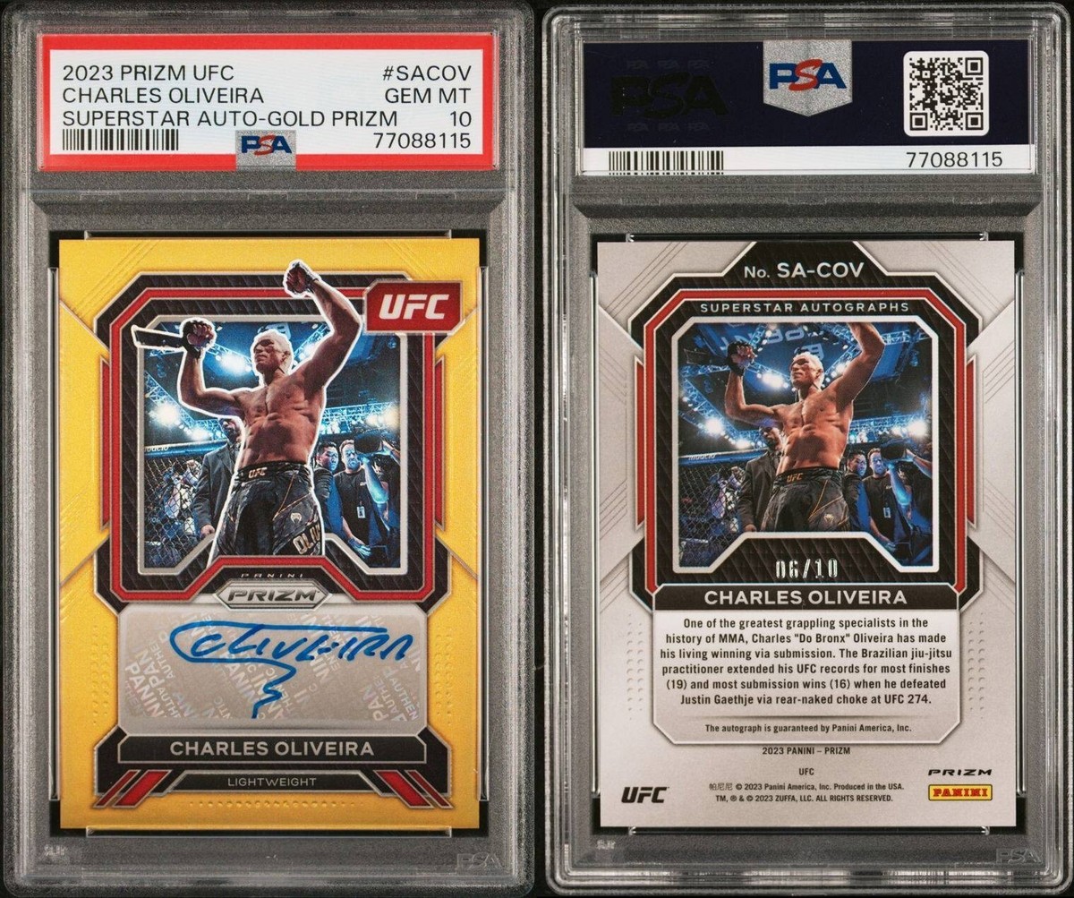 2023 Panini Prizm UFC Charles Oliveira Gold Auto GEM MINT