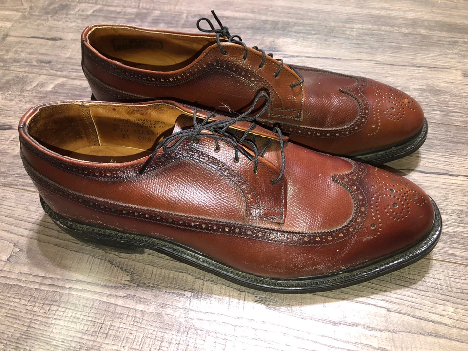 Bootmaster by Thom McAnn puntas de alas de cuero marrón hechas en EE. UU. para hombre talla 10 Foto 2 de 4