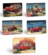Stonehouse Collection | Variety of Red Farm Truck Christmas Cards | 114