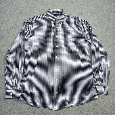 GANT Hommes Dress-Shirt Taille M Bleu Blanc Coupe Standard Boutonnière Vichy - Photo 1/4