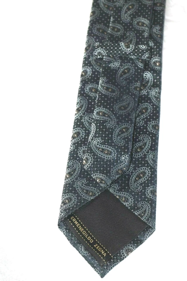 Corbata reciente ERMENEGILDO ZEGNA cachemir grueso 100% SEDA Italia Foto 2 de 4