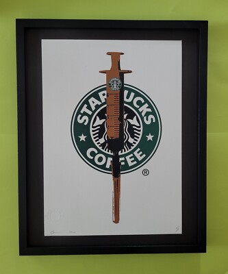 Death NYC Large Framed 16x20in Pop Art Certified STARBUCKS COFFEE DAILY DOSE #3