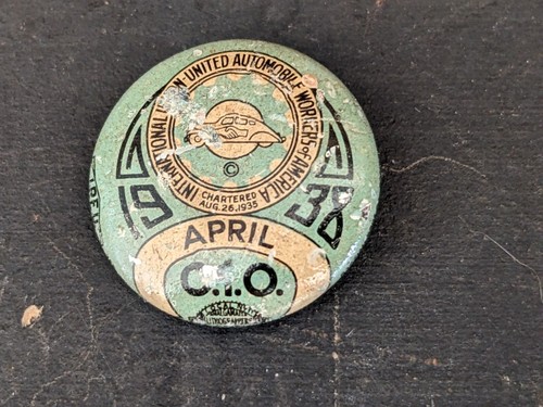 1938 April UAW CIO Button ~ Auto Workers Union Pin Back Revers ~ Bastian Bros - Bild 4 von 8