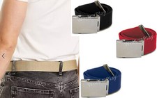 Cinta in tela uomo donna con fibbia tipo militare cintura 100 CM regolabile AS