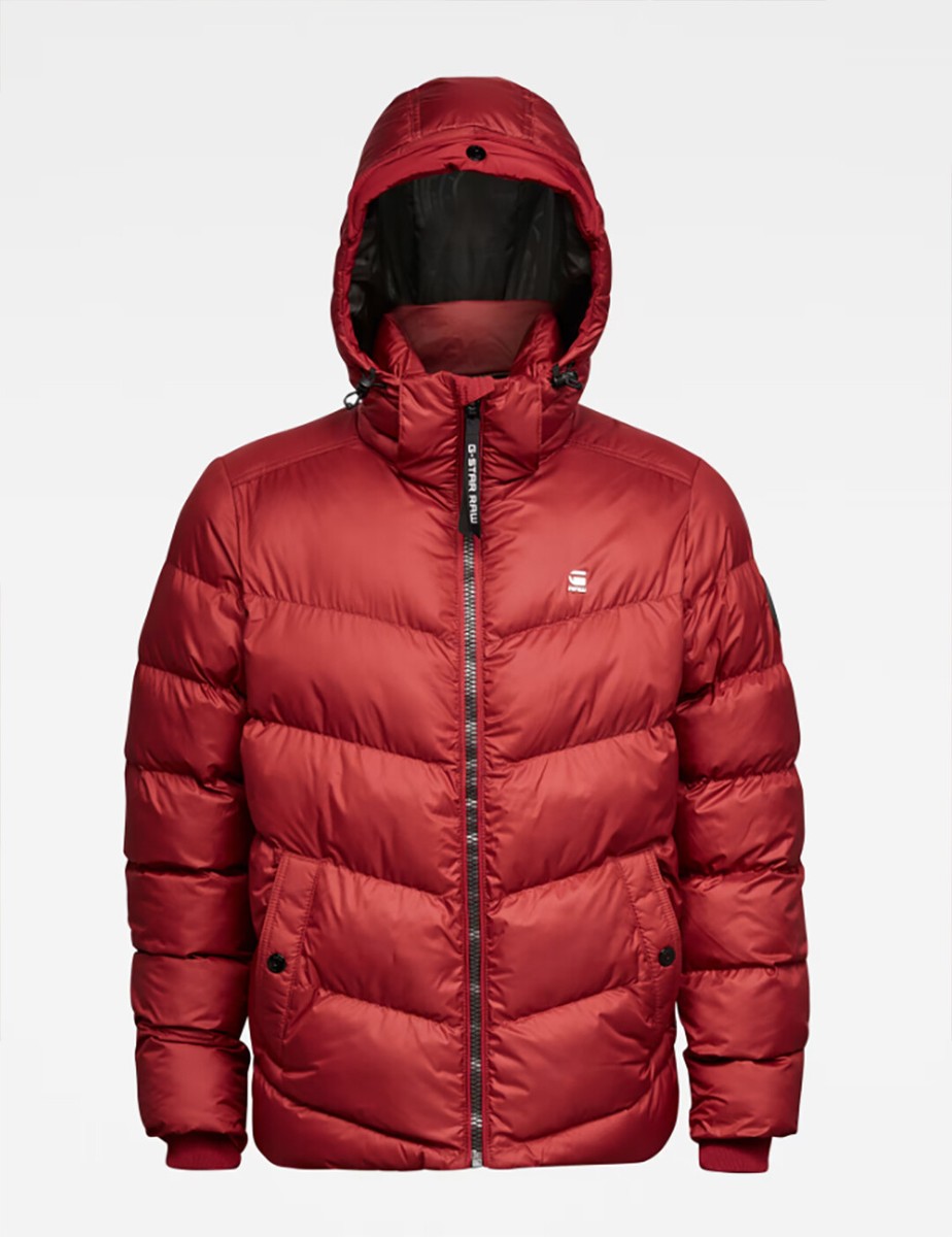 G-Star RAW Men's Dry Red Whistler Down Puffer Hooded Jacket