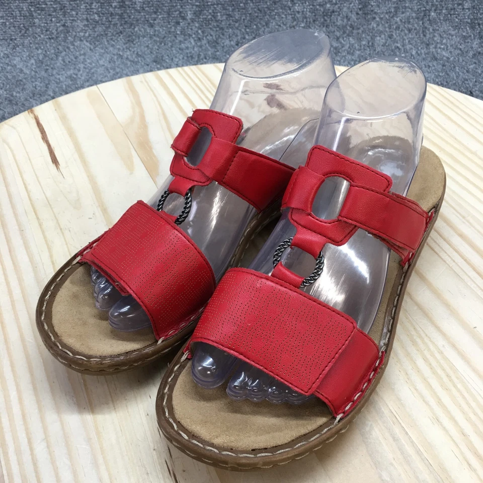 Sandalias Rieker Antiestrés Mujer 39 Deslizables Dos Correas Sin Cordones Mules Comodidad Rojo Foto 3 de 4