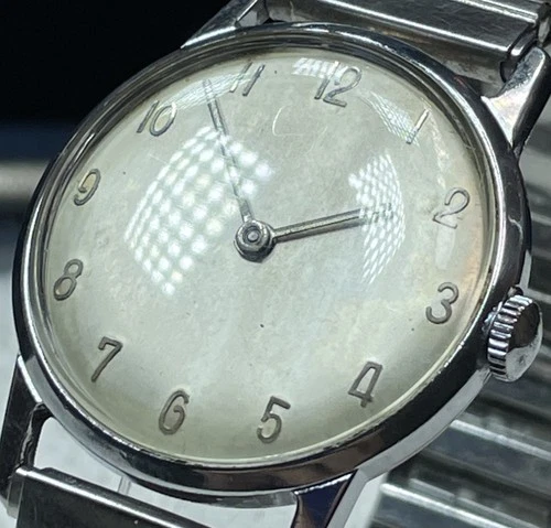 Vintage 1964 Timex Mercury 2-Hand Mechanical Watch Silver Tone 1030 2464