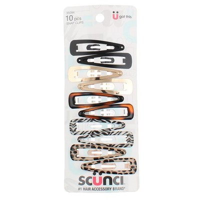 Scunci U Got This Snap Clips, Assorted Colors, 35094, 10 Ct