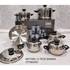 BATTERIA DI PENTOLE BAVARIA 12 PEZZI IN ACCIAIO INOX 18/10 BATTERIA OFFERTA CASA