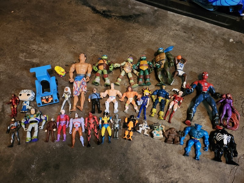 vintage Marvel DC TMNT WWF Mixed Lot Action Figures 10+ etc 