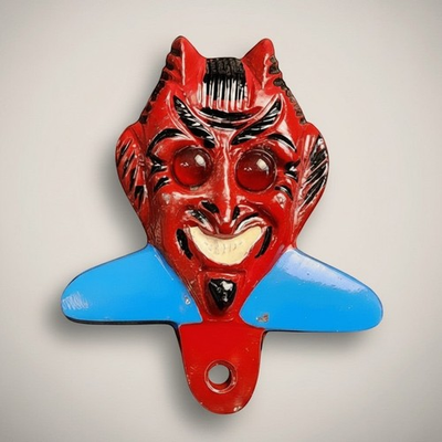 #ad #ad Red Devil with Jeweled Eyes FOB License Plate Topper $20.99