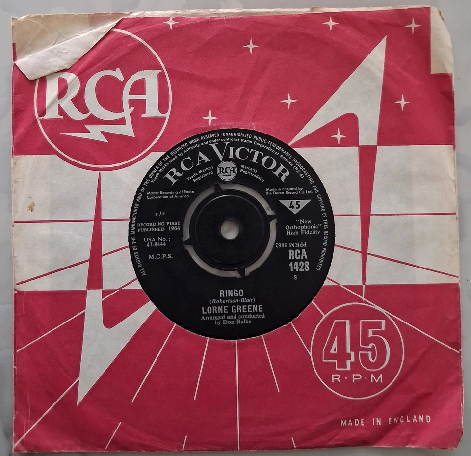 Lorne Greene - Ringo/Bonanza (,1964 7inch Vinyl Single) VG Foto 3 de 4
