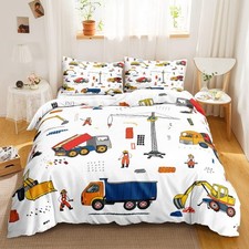 CVHOUSE Excavators Tractor Bedding Set Twin Size,Construction Trucks Duvet Co...
