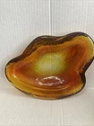 Vtg BLENKO Free Form Amberina Amber Amoeba Glass Dish Bowl Textured Bubble MCM