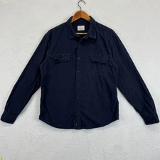 Mutual Weave Mens Dark Navy Corduroy Button Down Long Sleeve Casual Shirt Size L