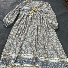 R. Vivimos L Blue Floral Tassel Boho Dress Cottagecore  Size XXL 16/18