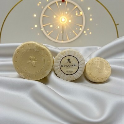 Lot of 3 Bvlgari ~ Au the Blanc (White Tea) Savon Soaps Sealed & Fragrance Vials