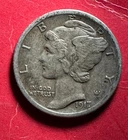 1917D US Mercury SILVER Dime "Denver" Mint! XF! Old US Coin!