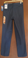 Dickies Boys Flat Front Pants Size 16 Classic Fit Navy Straight Leg Adjustable W