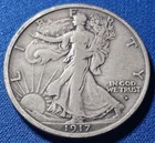 1917-D Obverse Walking Liberty Silver Half Dollar. Very Nice Mid Grade Example