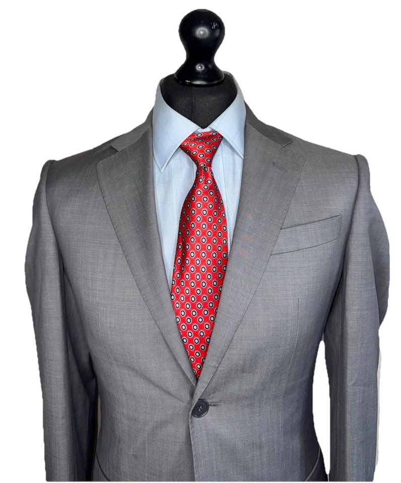 TRAJE DE LUJO LANIFICIO F.LLI CERRUTI DAL 1881 GRIS LISO AJUSTE CLÁSICO 34x32x32 Foto 3 de 4