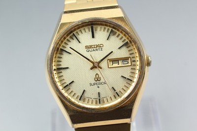 [Exc+5] Seiko Superior 4883-8100 SGP Gold Dial 37mm Quartz Herrenuhr JAPAN