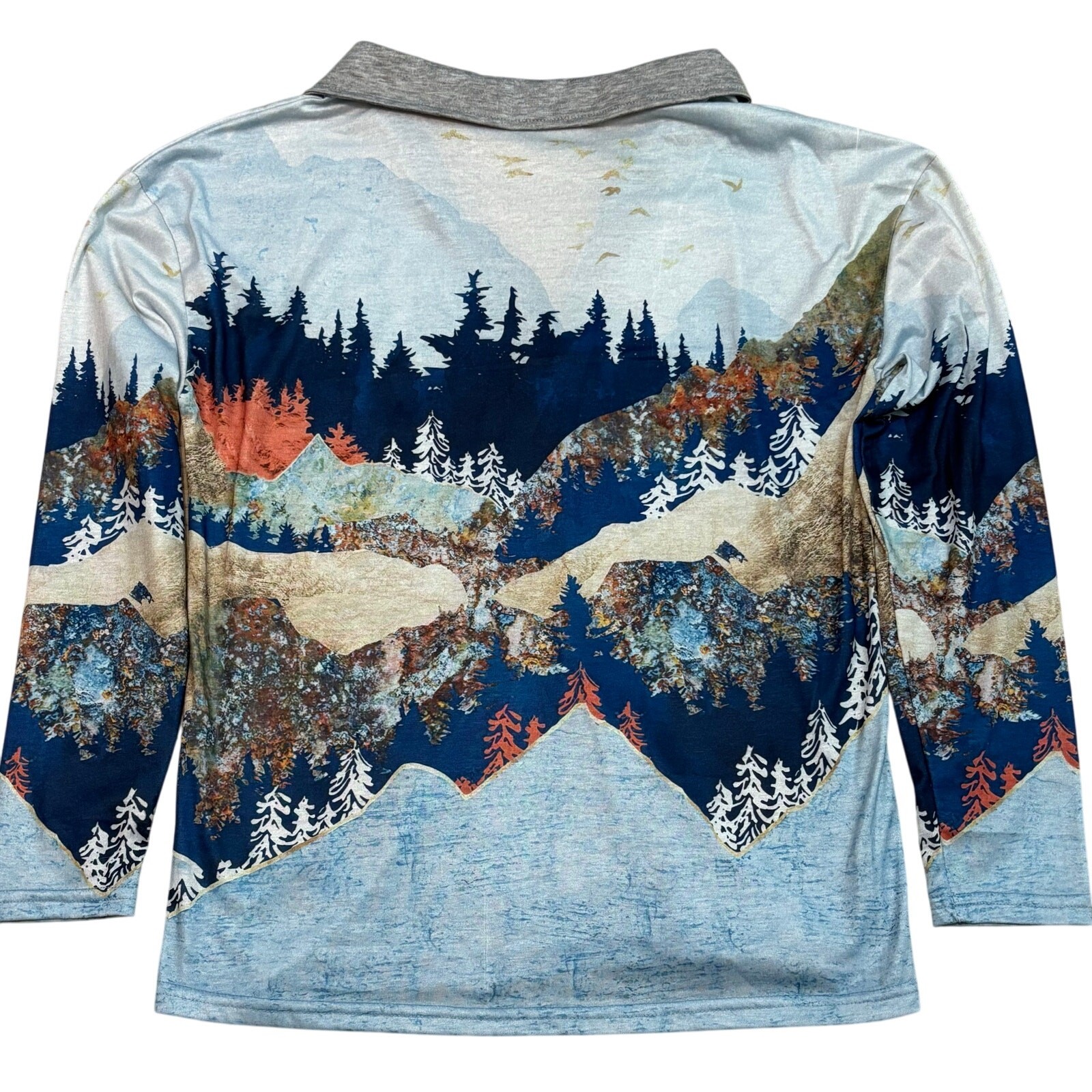 Mountain Scene Collared Quarter Length Sleeve Wom… - image 2