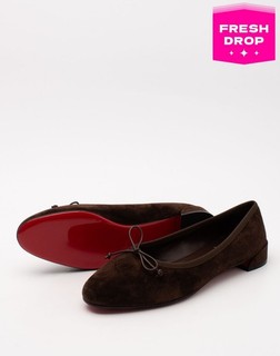 RRP€645 CHRISTIAN LOUBOUTIN Leather Ballet Flats US8.5 EU38.5 UK5.5 Brown