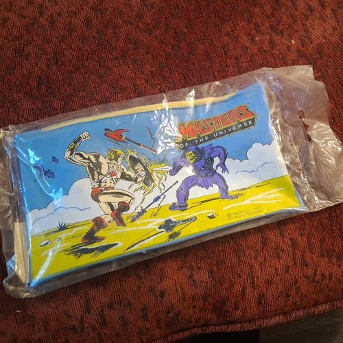 VTG 1983 Masters of the Universe He-Man & Skeletor Pencil Case Zipper Pouch